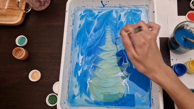 ?Эбру? Ebru ?Рисую на воде новогоднюю елку?