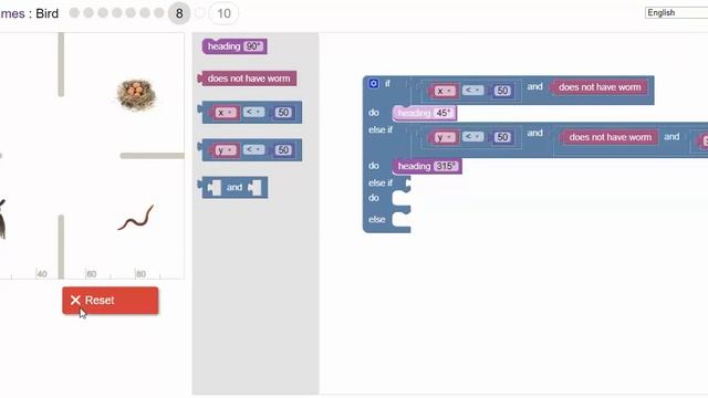 Blockly Games - Bird - Level 8