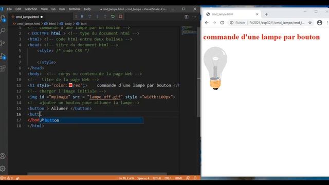 Commande LED par bouton WEB (html-css-javascript) смотреть онлайн