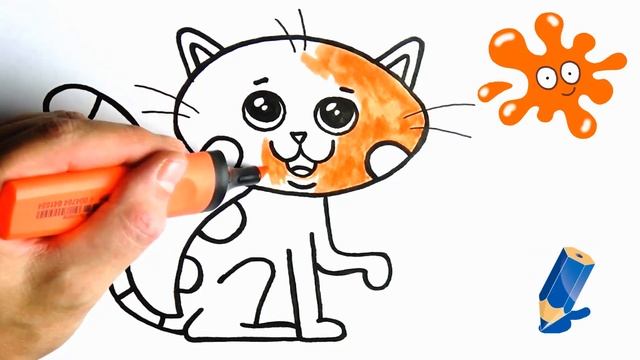 Как нарисовать КОШКУ / Раскраска КОШКА для детей / рисунок срисовка / How to draw a CAT смотреть онлайн