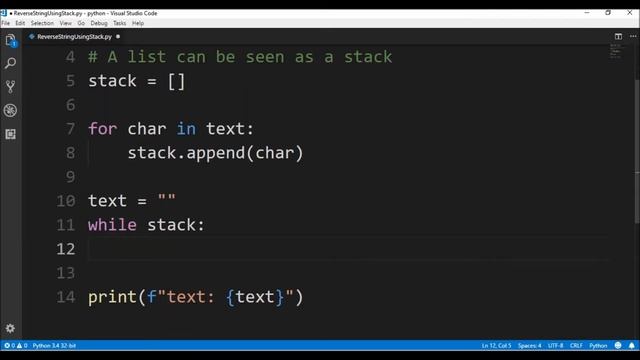 string reverse with stack in python ? смотреть онлайн