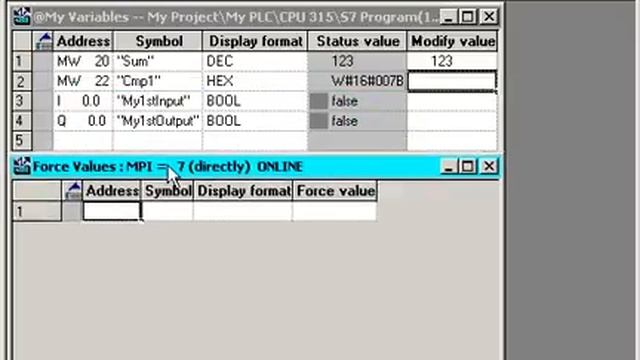 27. MODIFY / FORCE VARIABLES - Step 7 Manager S7-300 смотреть онлайн