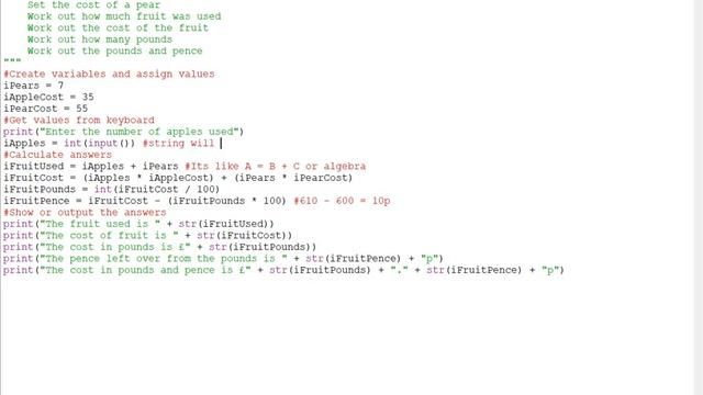 Python: Fruit input worked example смотреть онлайн