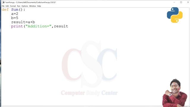 Addition of two number with function in Python Language | Syntax and types of function, CSC IT Clas смотреть онлайн