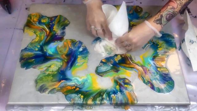 #109- Silver back ground AMAZING Yellows & Greens Dutch Pour.. #Fluidart смотреть онлайн