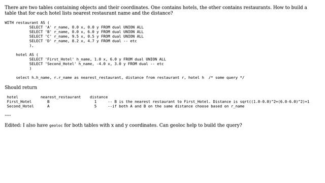 Databases: Oracle PL/SQL find nearest object смотреть онлайн