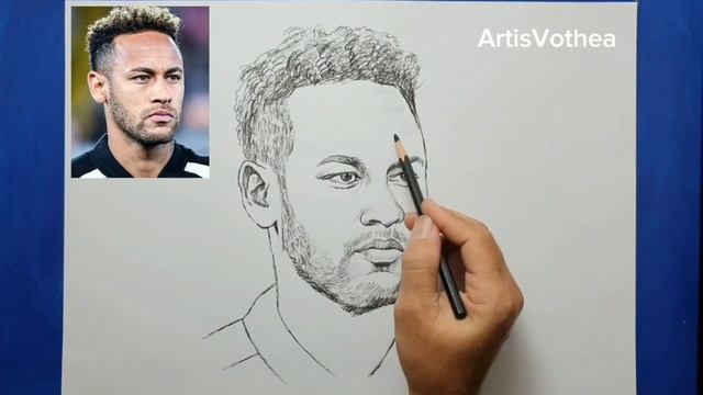 How to draw neymar jr / drawing with a pencil смотреть онлайн