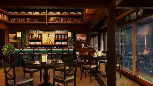Tokyo Skyscraper Cafe - Rainy Night Coffee Shop Ambience with Beautiful Relaxing Jazz Music.mp4 смотреть онлайн
