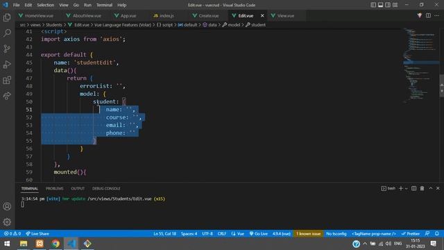 Vue JS CRUD - Edit & Update data using API in Vue JS | Edit update data using Laravel API in Vue 3 смотреть онлайн