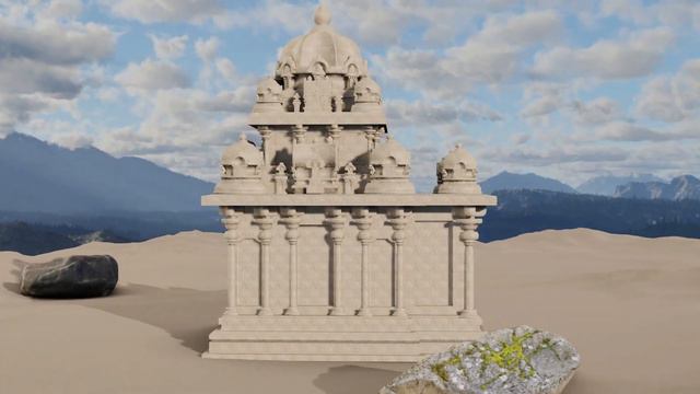 An ancient, medieval rock cut temple-3 at Maamallapuram. BLENDER RENDERINGS, blender renderings, смотреть онлайн