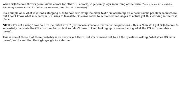 SQL Server "failed to retrieve text" -- how to resolve? смотреть онлайн