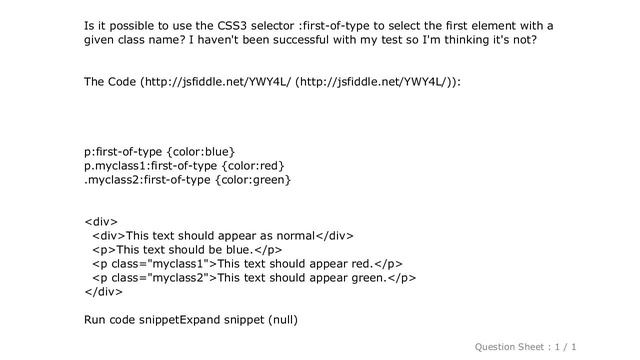 CSS : CSS3 selector :first-of-type with class name? смотреть онлайн
