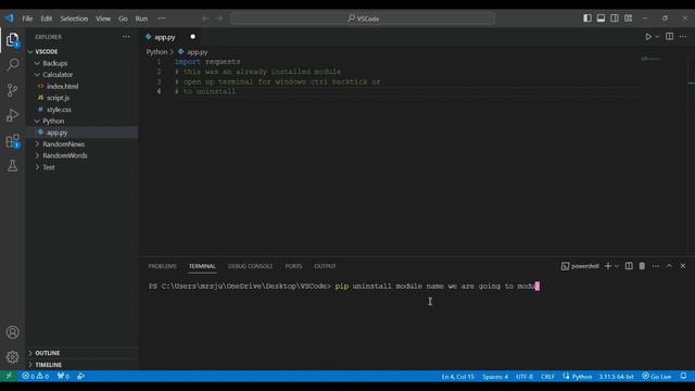 how to uninstall and install a module in python vscode смотреть онлайн
