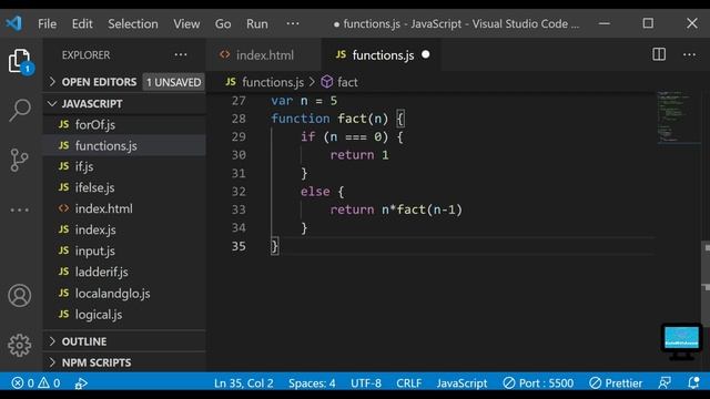 How to find Factorial with Recursion in JavaScript смотреть онлайн