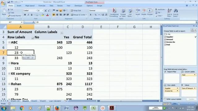 pivot table | pivot chart in Microsoft Excel 2003, 2007, 2013, 2016 in Hindi смотреть онлайн