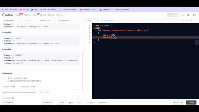 Leetcode 1624. Largest Substring Between Two Equal Characters смотреть онлайн