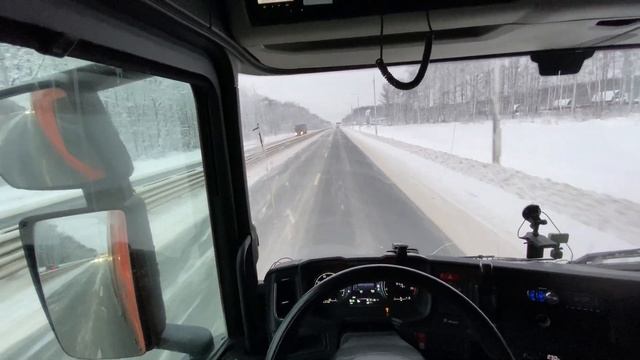 POV Driving - Scania R410. Winter road. смотреть онлайн