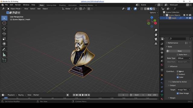Using an AI generated model to make a 3D print with Blender texture baking and displace modifier смотреть онлайн