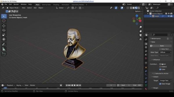 Using an AI generated model to make a 3D print with Blender texture baking and displace modifier