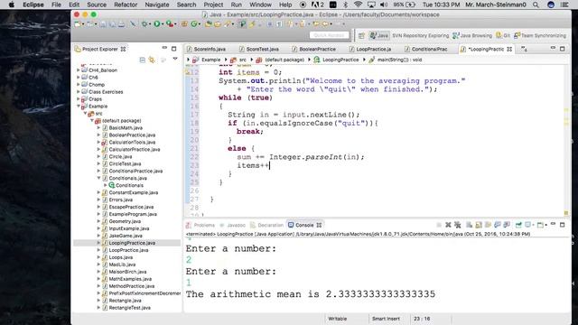 While loops Averaging program part 2 смотреть онлайн