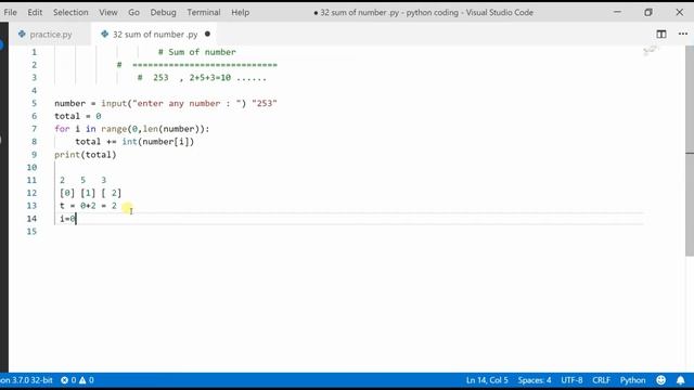 Python Tutorial : Sum Of Number 2+4+3 || Use Of For Loop смотреть онлайн