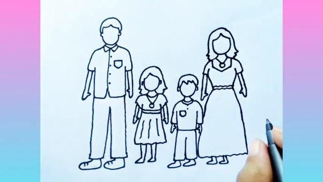 Line art family drawing simple смотреть онлайн