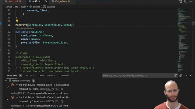Rust/Hyper/routetype live code, playing with session management смотреть онлайн