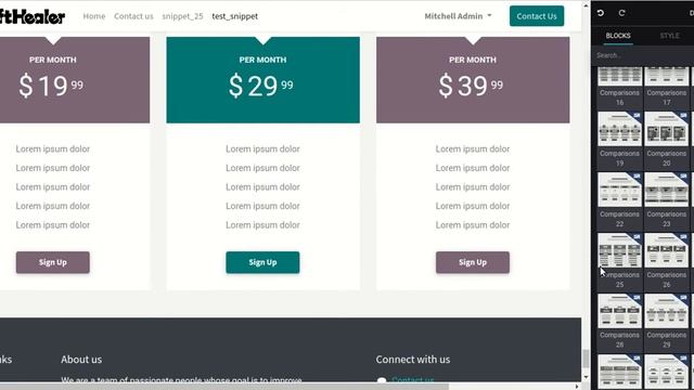 Comparison Snippets Odoo, Comparison Blocks Odoo смотреть онлайн