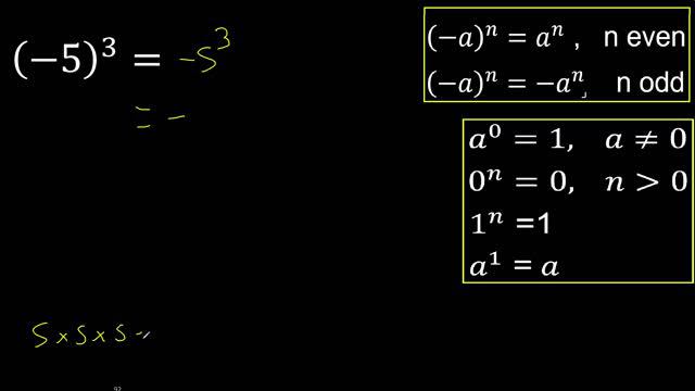 minus 5 exponent 3 , -5 power 3 , negative number with parentheses with positive exponent смотреть онлайн