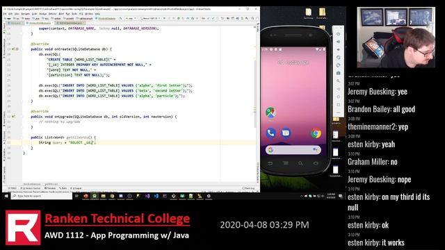 SQLite Practical - Android Lesson 10.0 - AWD 1112 Spring 2020 смотреть онлайн