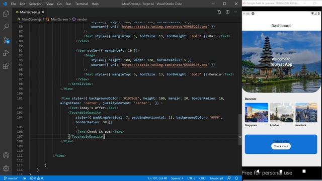 React Native Tutorial | How to design a Travel App from scratch - Part 3 - Touryst App UI смотреть онлайн