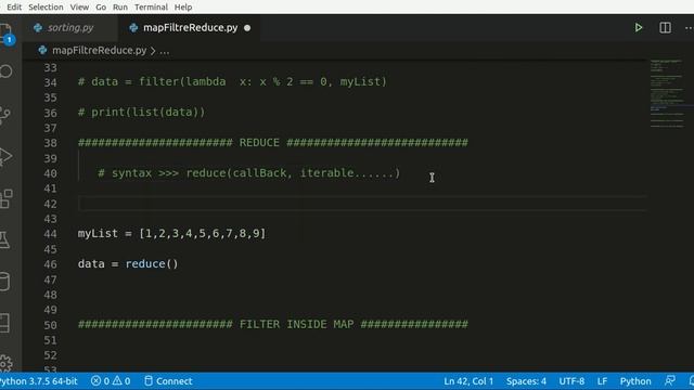 sorting lists in python using filter map and reduce смотреть онлайн