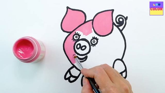 Персонаж из мультика. Раскраска Поросенок. Рисуем вместе смотреть онлайн