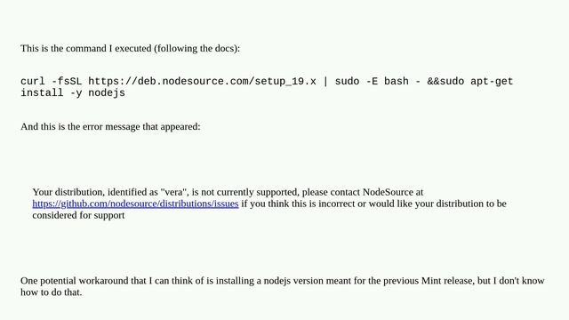 Cannot install NodeJs on Linux Mint Vera смотреть онлайн