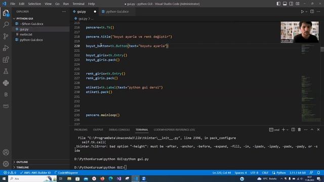 Python Dersleri Gui3 | Entry Box, Text Box kullanımı ve renk değiştirme, boyut değiştirme işlemleri смотреть онлайн