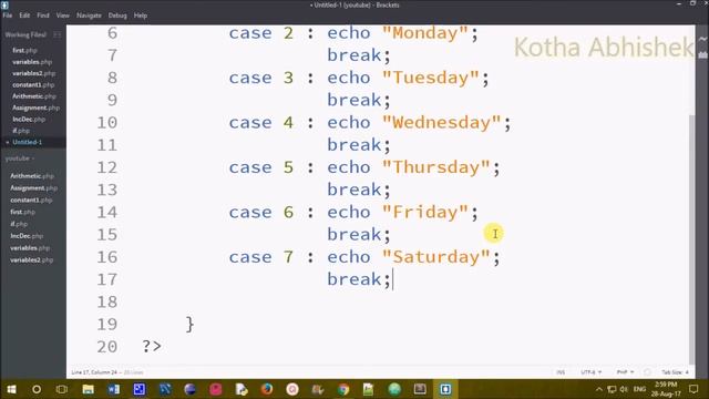 Decision making in php using switch statement in telugu || Kotha Abhishek смотреть онлайн