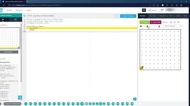 1.13.5: Lay Row of Tennis Balls смотреть онлайн
