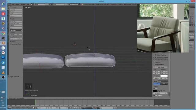 Blender, моделирование кресла. смотреть онлайн