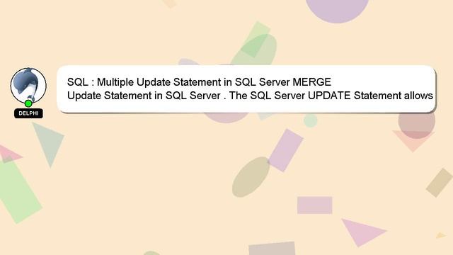 SQL : Multiple Update Statement in SQL Server MERGE смотреть онлайн