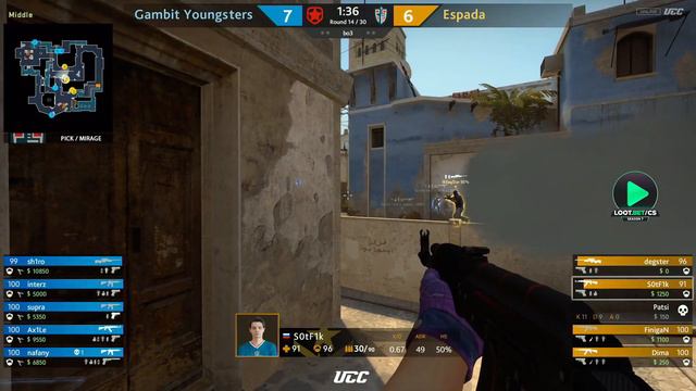 (RU) Espada vs Gambit Youngsters | LOOT.BET/CS Season 7 | map 1 | by @csanub1s & @Sheyl311 смотреть онлайн