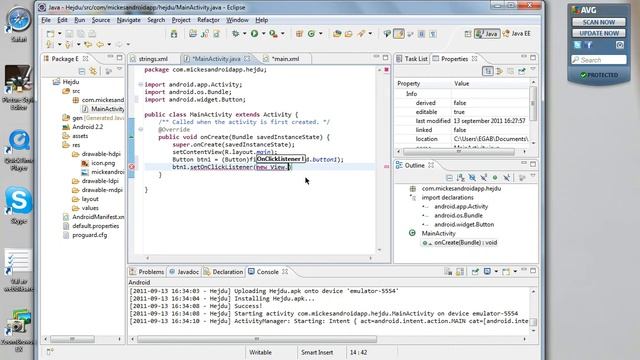 Programmering Android hejdu del 5 Button OnClickListener onClick .avi смотреть онлайн