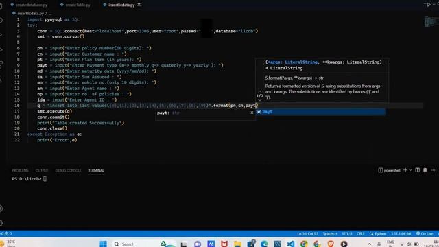 Inserting records in Databse MySQL Workbench Using Python смотреть онлайн