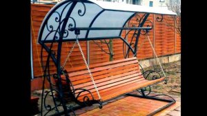 Садовые качели для дачи ковка навес из поликарбоната