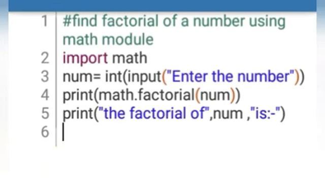 find factorial of number using math module in python. смотреть онлайн