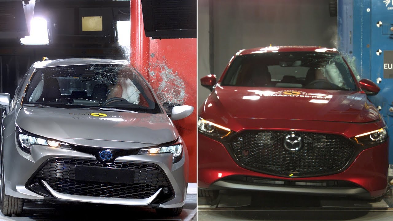 Mazda 3 2019 года против Toyota Corolla 2019 года - краш-тесты. смотреть онлайн