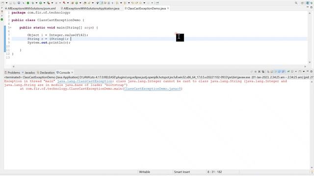 Java Tutorial on java.lang.ClassCastException || Clarification on Class Cast Exception смотреть онлайн