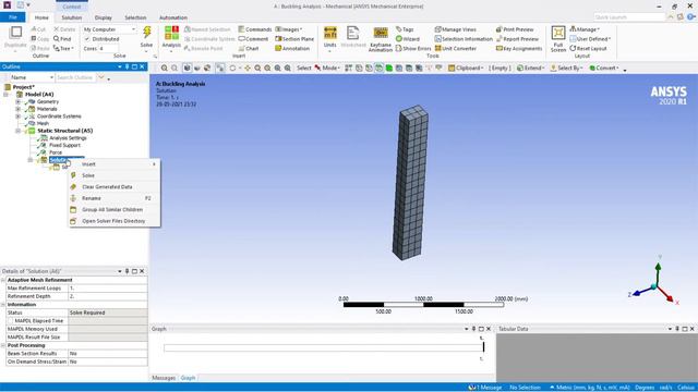 Eigenvalue Buckling Analysis Of Column To Evaluate Critical Load