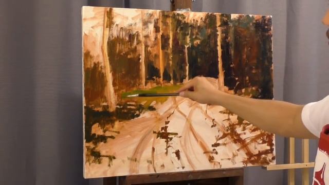 Художник Борис Коган. Пейзаж "Лес ранней весной" в смотреть онлайн