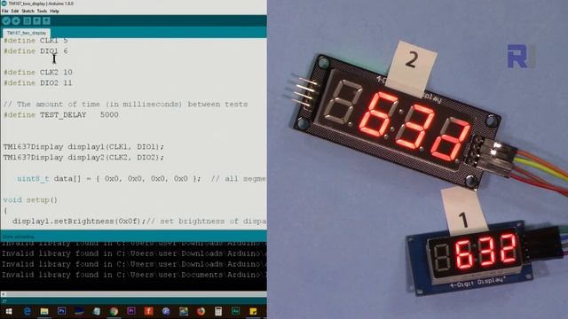 Using multiple TM1637 4 digits LED Display with Arduino смотреть онлайн
