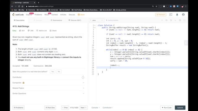 LeetCode - Add Strings смотреть онлайн